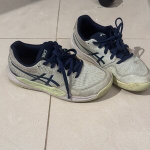 ASICS White and Blue Tennis Athletic Shoes